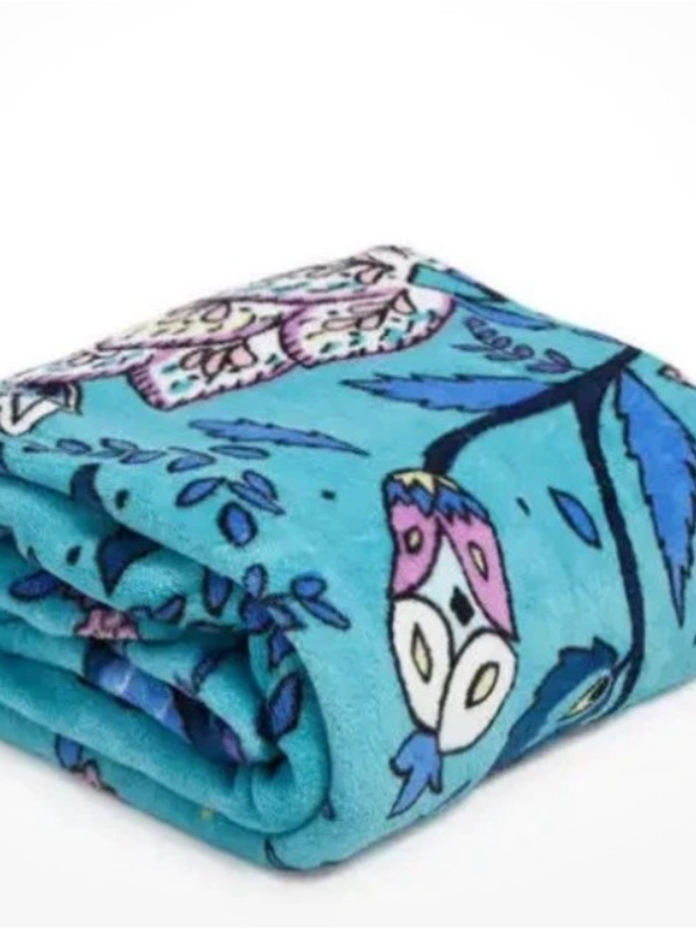 Vera Bradley Turquoise Peacock Garden Fleece Throw 80 x 50